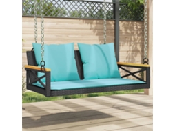 Vidaxl Banco Baloiço Com Almofadões 109x62x40 Cm Vime Pe Preto