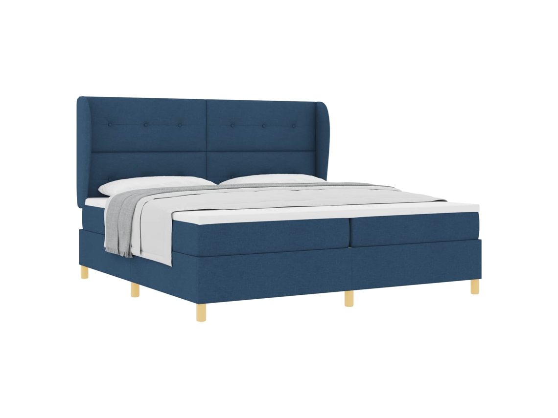 Cama Box com Colchão e Cabeceira Azul 200x200cm Tecido MAISON EXCLUSIVE