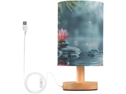 Luminária De Cabeceira Zen Pequena Skyshu Em Pedra Basáltica, Luminária De Mesa Led Usb, Luminária De Cabeceira Com Base