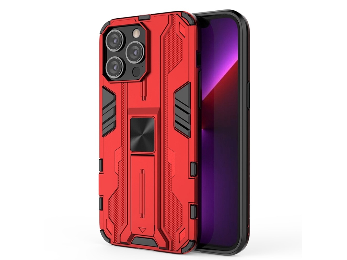 Suporte Casa Queda Para Iphone 14 Pro Max Pele Sintética Anti-choque Vermelho