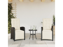 Cadeiras Jardim Reclináveis 2 Pcs C/ Apoio De Pés Vime Pe Preto Dkd Home Decor