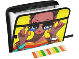 Pasta Sanfonada Expansível I Don T Care African Beauty Com 13-bolsos, Tamanho A4 E Carta, Com Fecho De Zíper