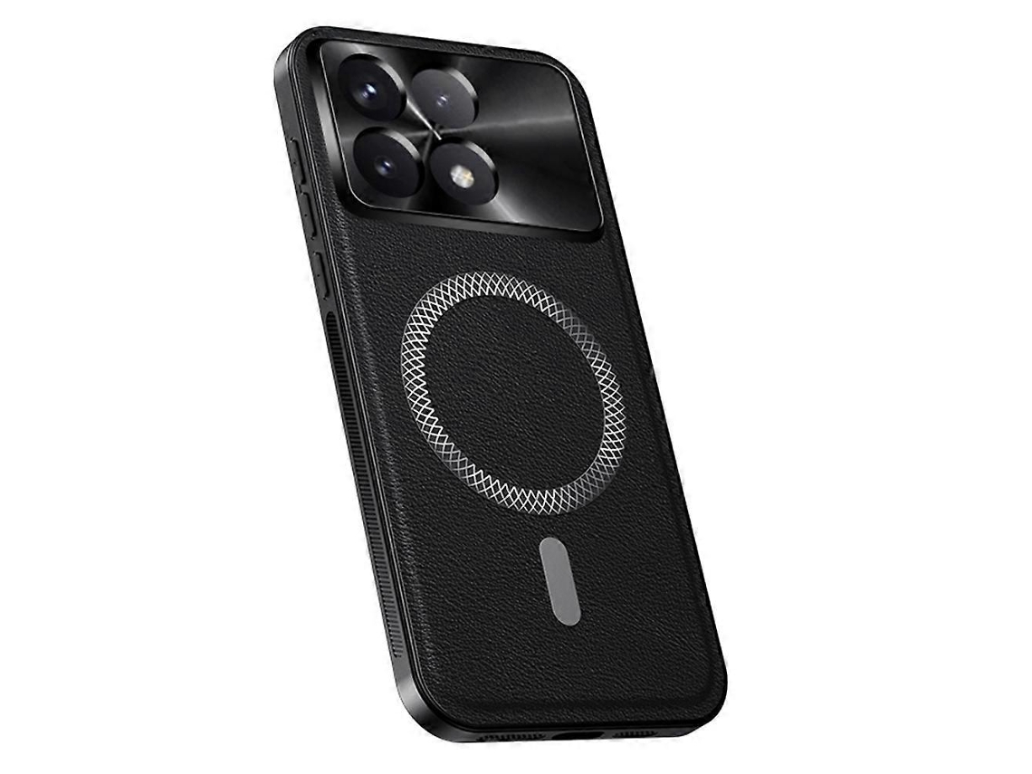 Capa Tkdaddy Para Xiaomi Redmi K70e 5g / Poco X6 Pro 5g Compatível Com Magsafe Pu Tpu Pc Capa Traseira Com Armação De Lente De Metal Preta