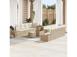 Vidaxl Conjunto De Sofá De Jardim Bege Rattan Sintético