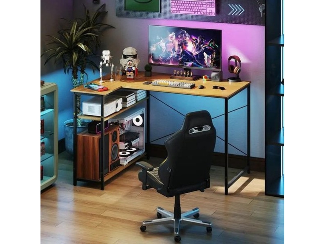 Escolha Sólida - Escritório De Canto Retangular Com Mesa De Trabalho Ajustável, Mesa De Trabalho Espacial Para Home Office (natural)