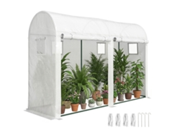 Estufa do Jardim. Pequena Estufa de Varanda em Estrutura de Aço com Lona Pe. Portas e Janelas de Patinagem 300 X 100 X 200 Cm Branco Ge