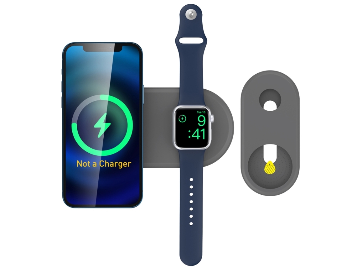 Base de Carregamento Sem Fios HALINUI 2 em 1 em silicone para Apple Watch e iPhone