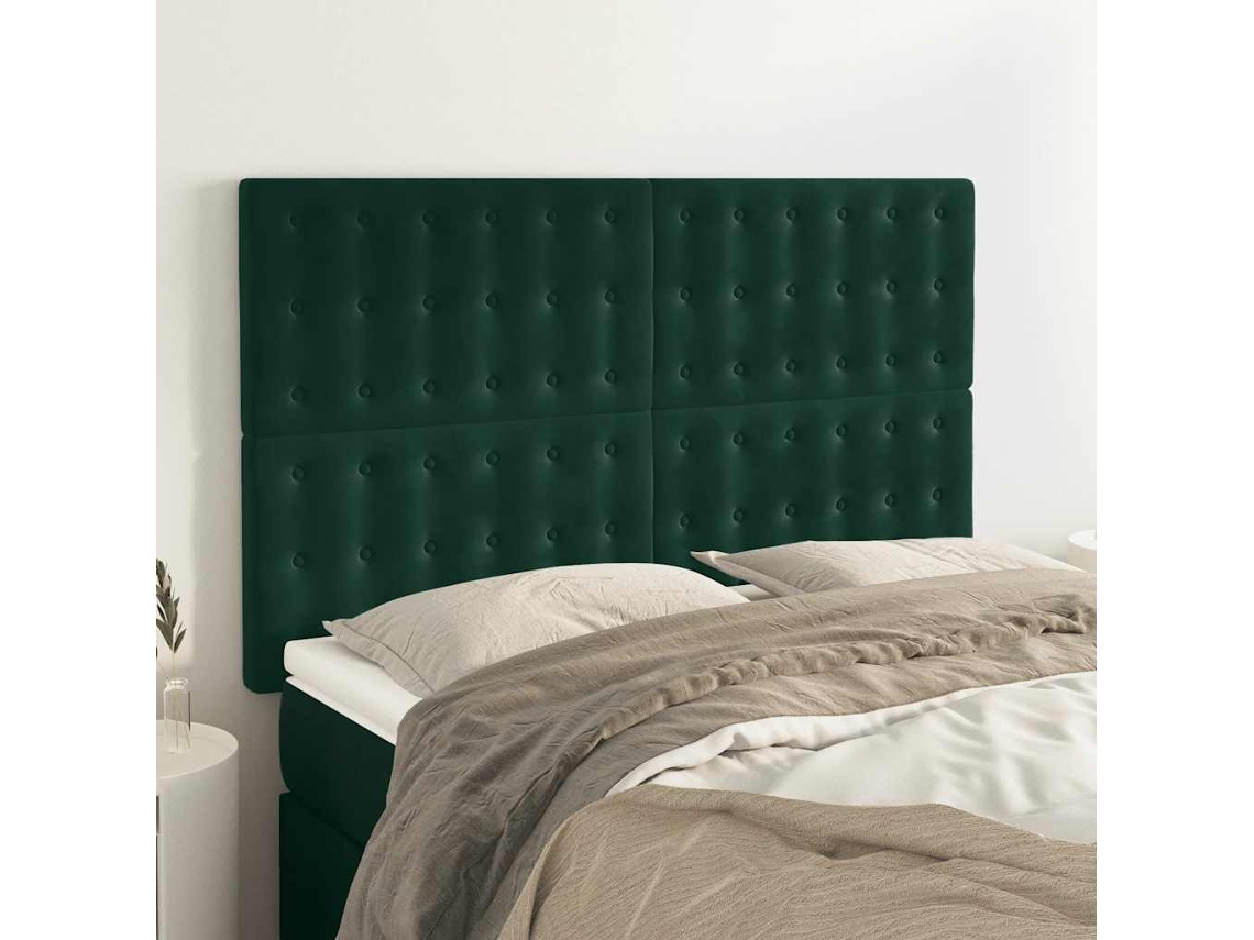 Vidaxl Cabeceira Verde Escuro 144x5x118/128 Cm Veludo