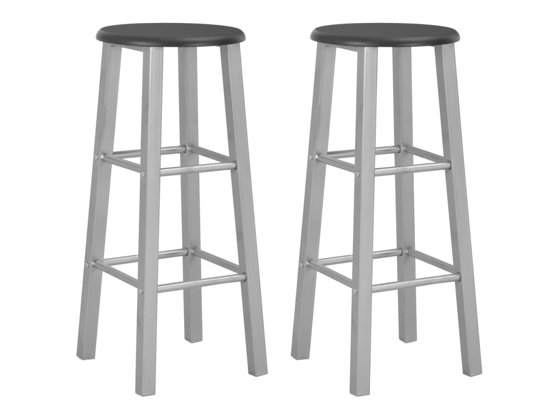 Vidaxl Bancos De Bar 2 Pcs Mdf Prateado