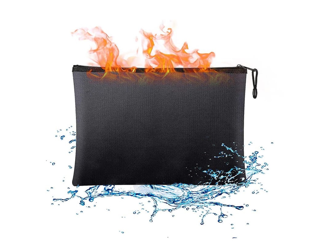 Bolsa De Documentos Grande Resistente Ao Fogo Com Bolsinho E Zíper À Prova De Água