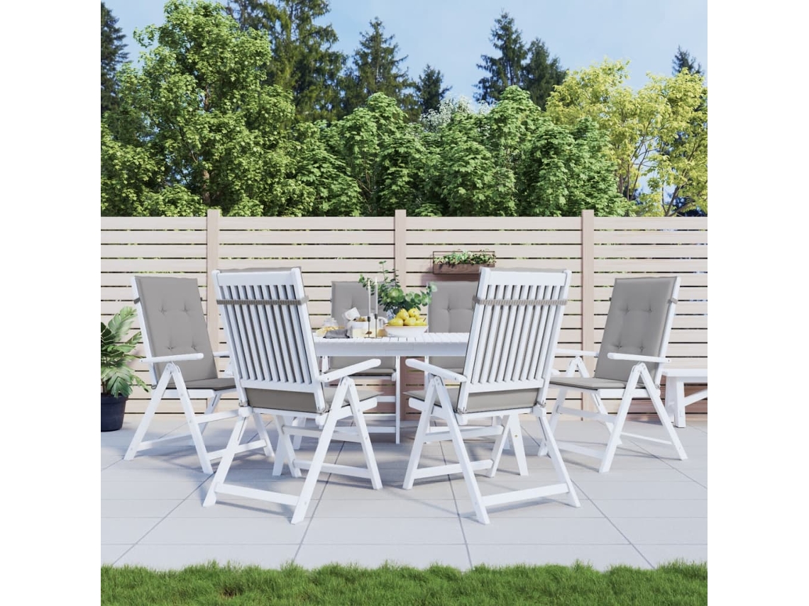 Vidaxl Almofadões Para Cadeiras Altas De Jardim 6 Pcs Tecido Cinzento