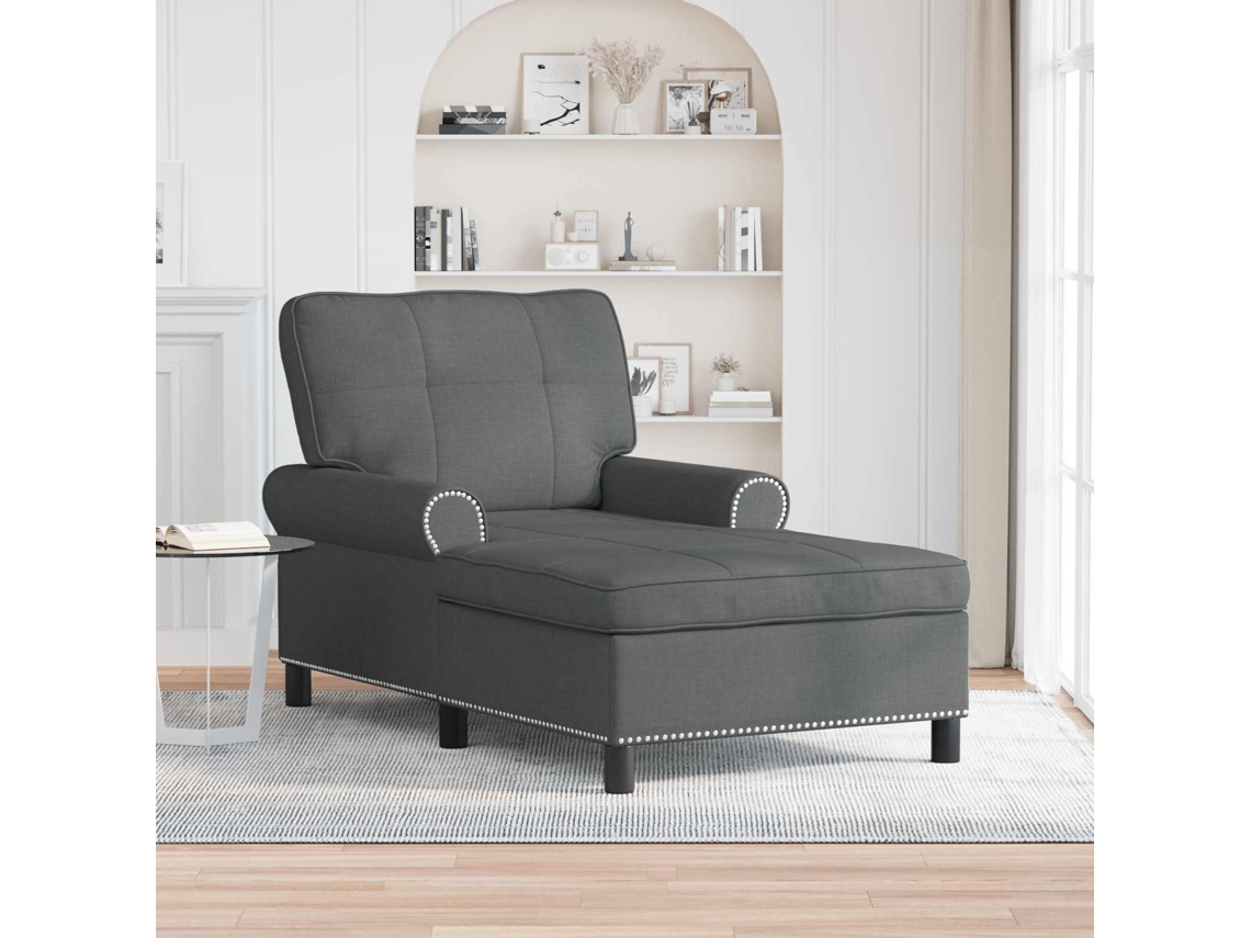 Vidaxl Chaise Lounge Cinza Escuro Tecido 91 X 157 X 91 Cm