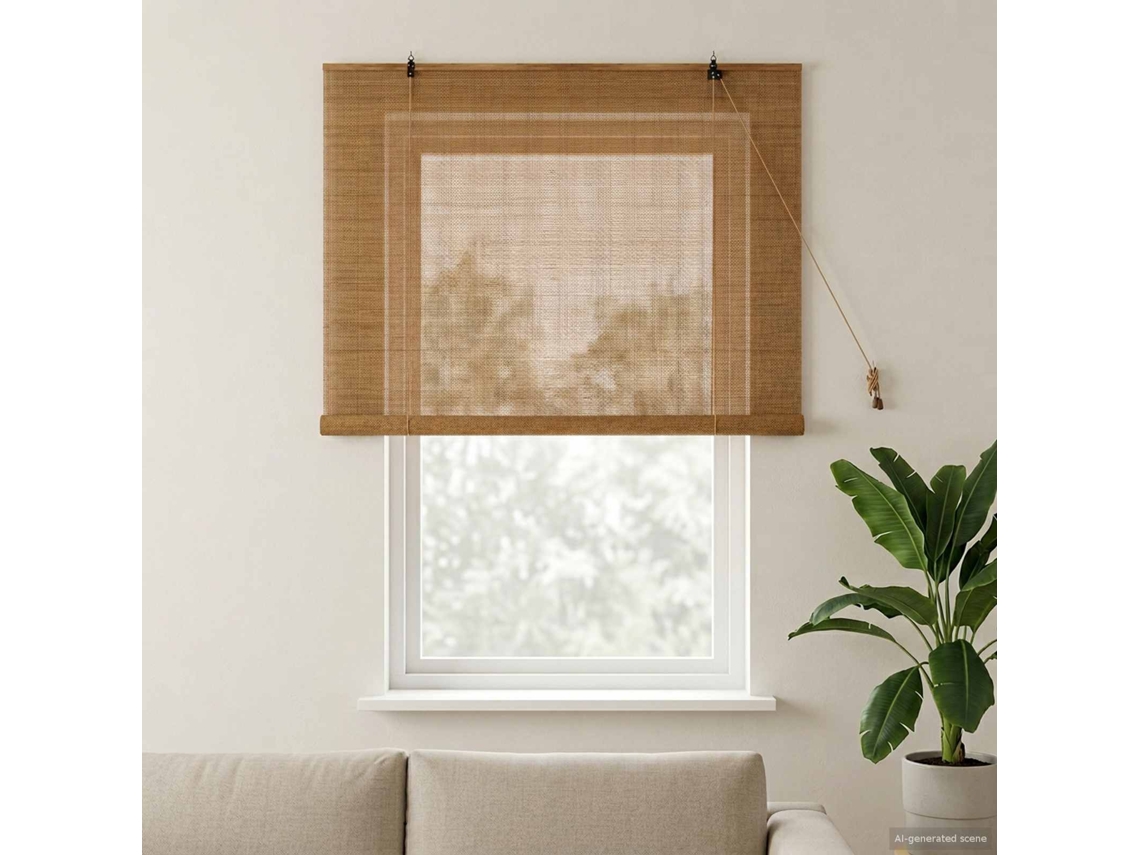 Vidaxl Estores De Rolo Castanho 130 X 160 Cm Bambu