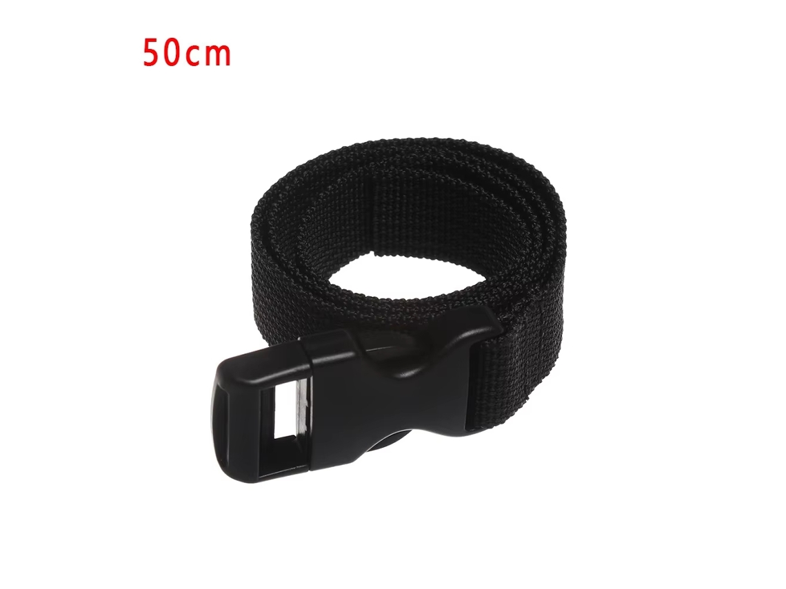 Cinta De Amarração Carga Em Nylon Para Viagem, Preta, Resistente, Com Fivela De Ajuste, Ideal Para Viagens E Camping, 50 Cm