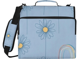 Organizador com 3 argolas, 8 cm, com estampa de girassol arco-íris em azul pastel, Alça, para diversas bolsas, material ideal.