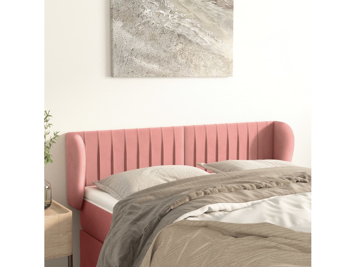 Vidaxl Cabeceira De Cama C/ Abas Veludo 147x23x78/88 Cm Rosa