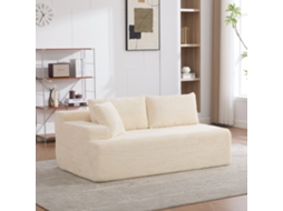 Sofá Modular Veludo Cotelê, Espuma 30d Alta Resiliência. Fácil Mover, Base Antiderrapante, Ideal Para Salas. Marfim.