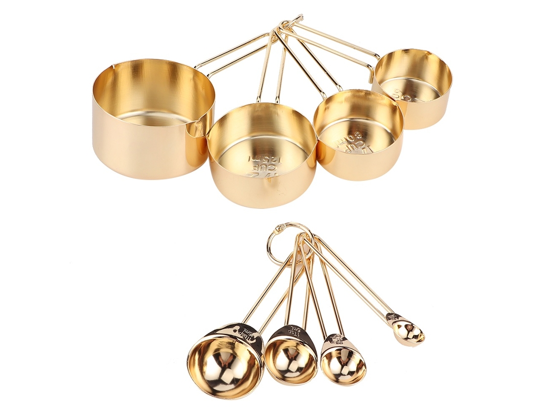 Lurelia Copo Medidor, 8 Colheres E Xícaras Medidoras De Aço Inoxidável Com Escala, Acessórios Para Panificação Gold, 56x78 Mm, 2, 2x3, 62x78 Mm