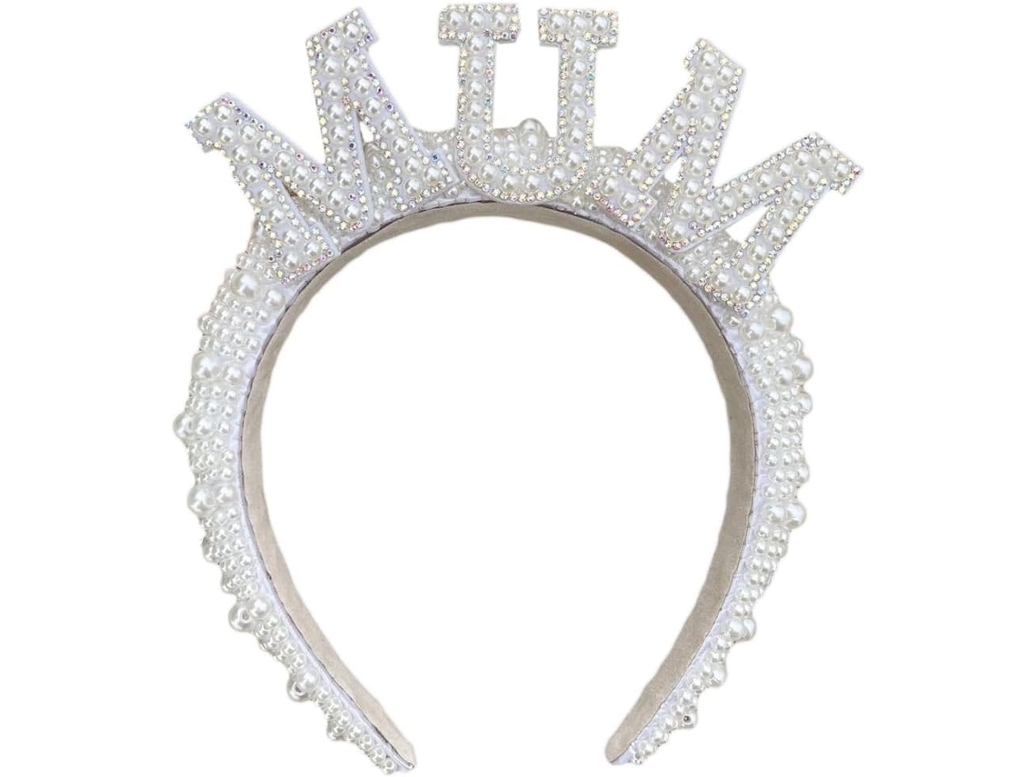 Tiara de Pérolas Brilhantes para Chá de Bebê e Batizado. SFUSHOS