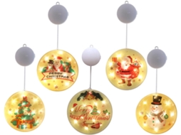 Conjunto De 5 Adoráveis Luzes De Natal Em Led Com Ventosa Para Decoração De Festas. Conjunto De 5 Adoráveis Luzes De Natal Em Led Com V Gokoco