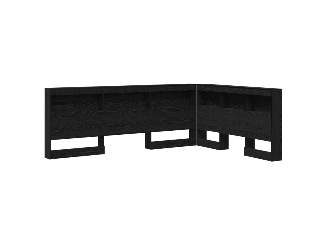 Conjunto 1 Cabeceira De Armazenamento Vidaxl Preto Madeira De Pinho Maciça (135 Cm)
