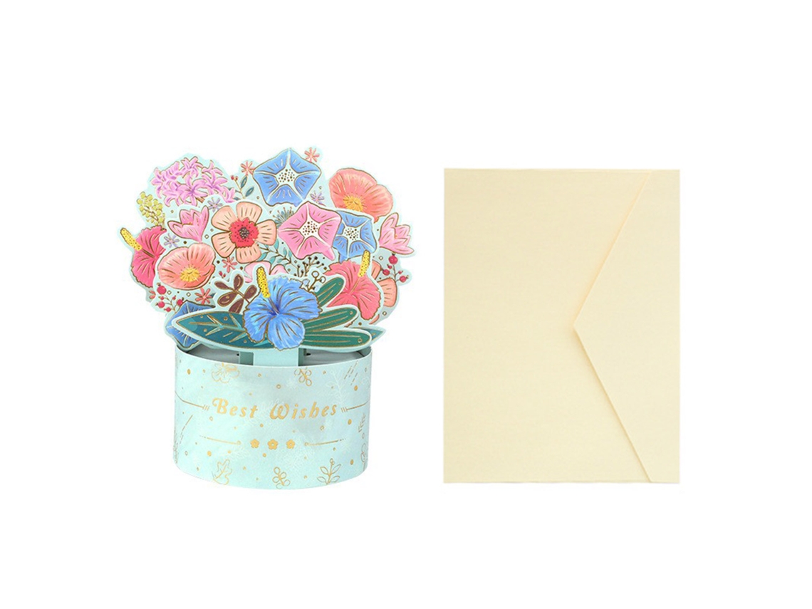 Cartão Comemorativo 3d Para O Dia Da Mãe Laxiscreed Com Design Azul Floral Elegante
