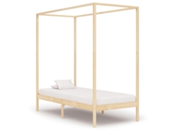 Vidaxl Estrutura De Cama Com Toldo 100x200 Cm Pinho Maciço