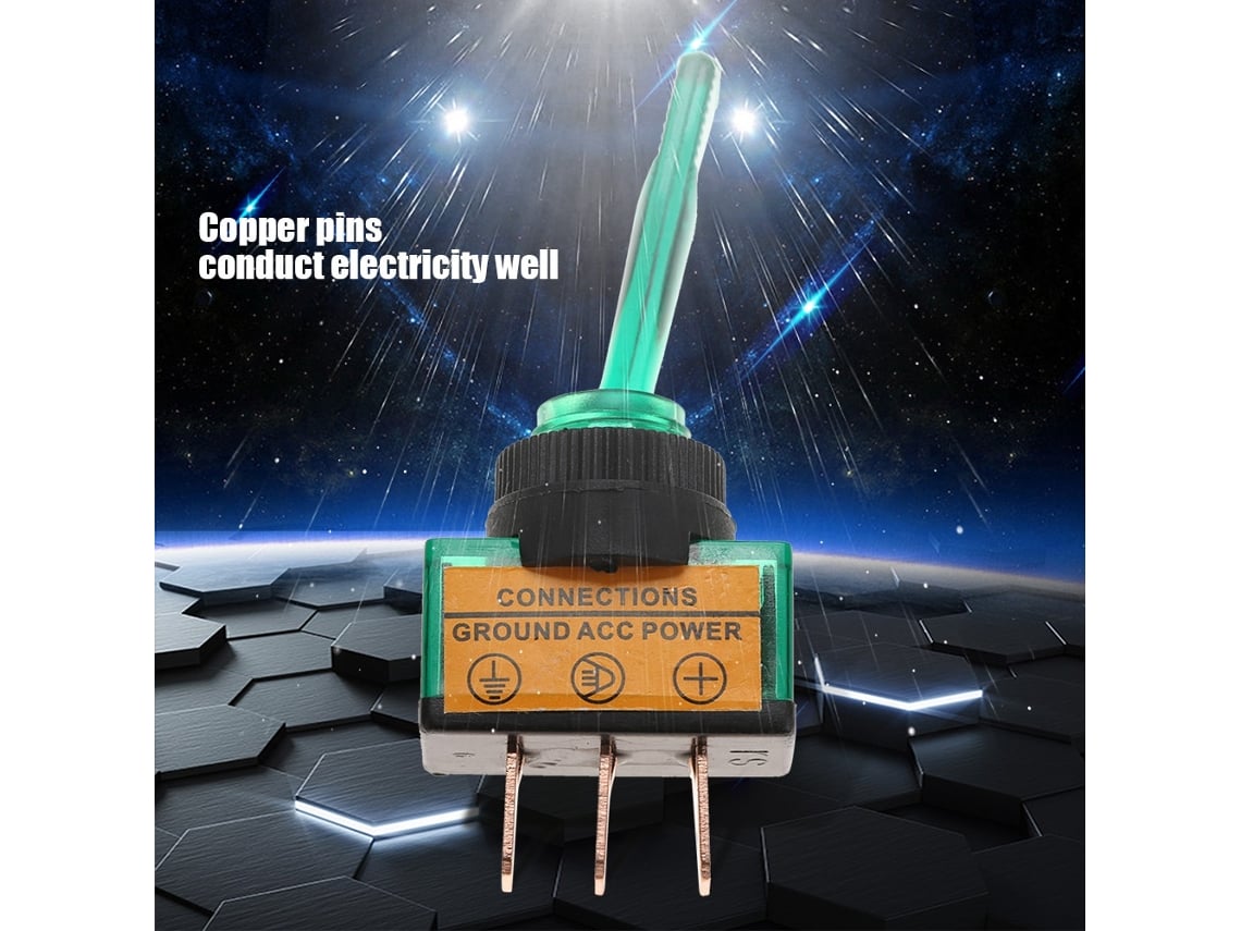 Interruptor Toggle Led 12v 20a Asw-13d Verde 10pcs