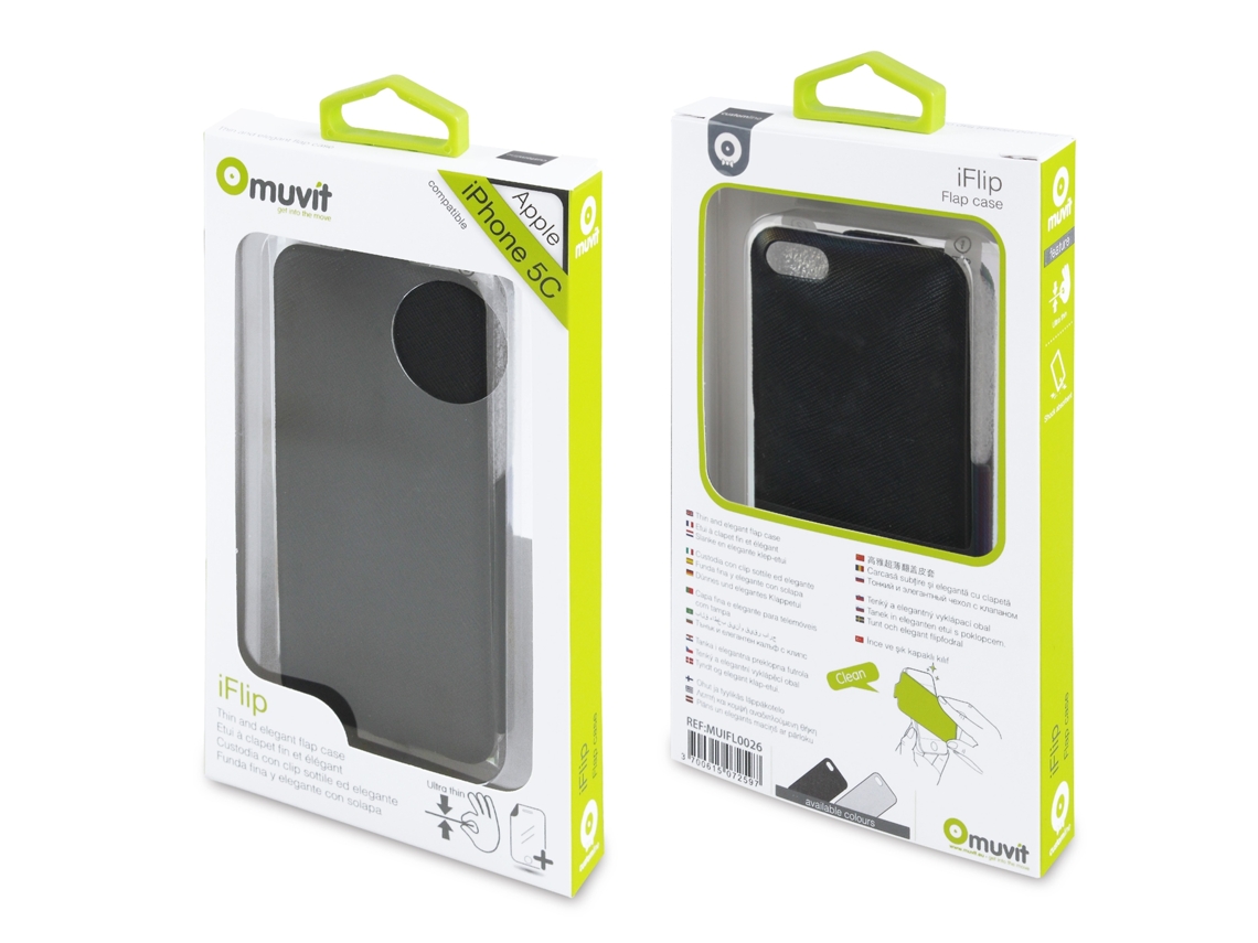 Capa e Película MUVIT iFlip iPhone 5C Preto