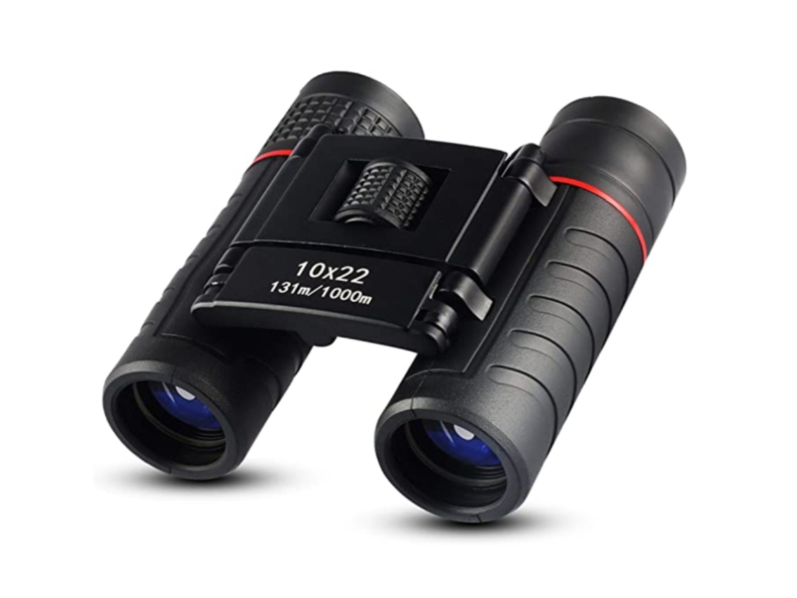 Binóculos Para Crianças Adultos, 10x22 De Alta Resolução Óptica Real Mini Telescópio Dobrável À Prova De Choque Binocular Compacto Bestvite (preto)