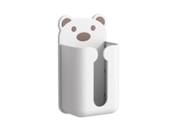Caixa de Papel Higiênico para Parede Sem Punção Urso Fofo plástico Dispenser Casa Branco Marrom S/MARCA
