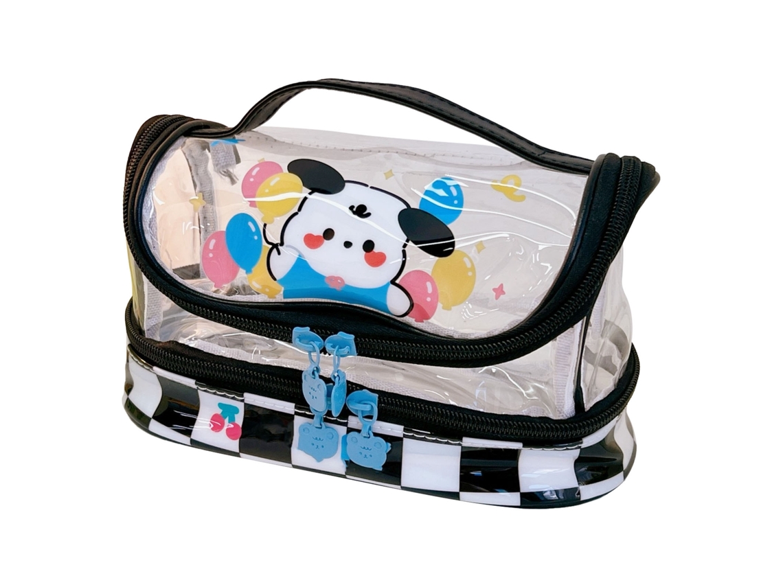 Estojo para Lápis, Transparente, Portátil, com Zíper, Pvc, Plástico, Desenho Animado, Escolar, Escritório AQUAFORGE