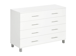Cómoda com 4 Gavetas Melamina de Madeira Cor Branco 112x38,2x81cm Homcom