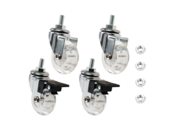 Conjunto De 4 Rodízios Giratórios Transparentes De 2 Polegadas Com Haste Roscada M8x15mm Para Cadeira De Escritório, Com Freio, Pa Aquaforge