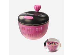 Recipiente Para Lavar Frutas Preto E Rosa Com Tampa Alça Giratória 360°, Escorredor