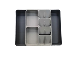Lurelia Bandeja Para Talheres, Expansível, Em Plástico Pp, Para Gaveta De Cozinha, Altura Mínima De 5,5 Cm, Cinzento