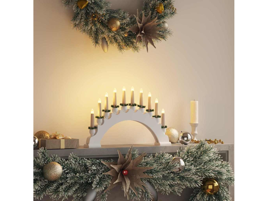 Vidaxl Arco De Velas De Natal Com 10 Velas Led Led Branco Quente
