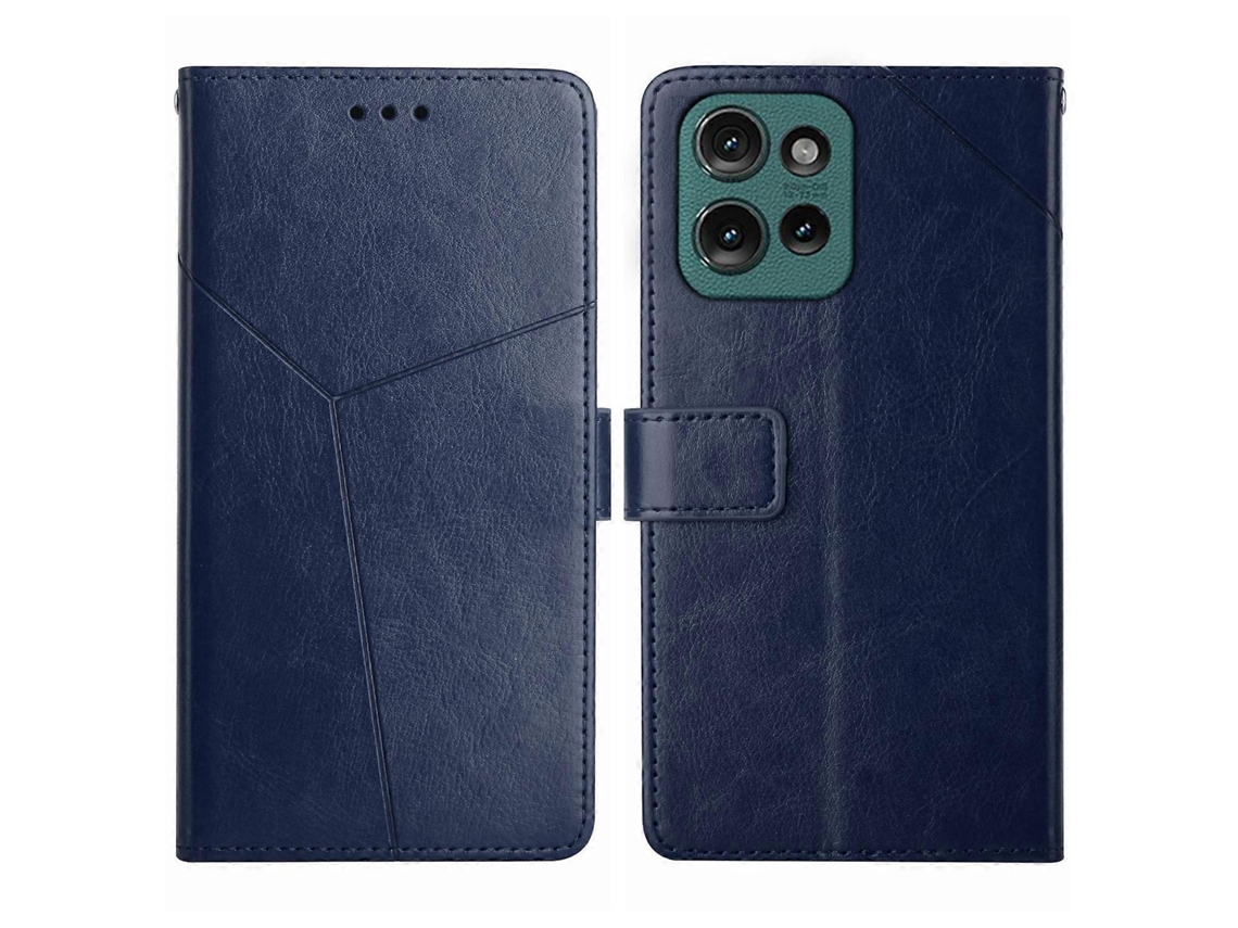 Capa De Couro Com Aba E Padrão Em Y Para Motorola Moto G15 Ht01