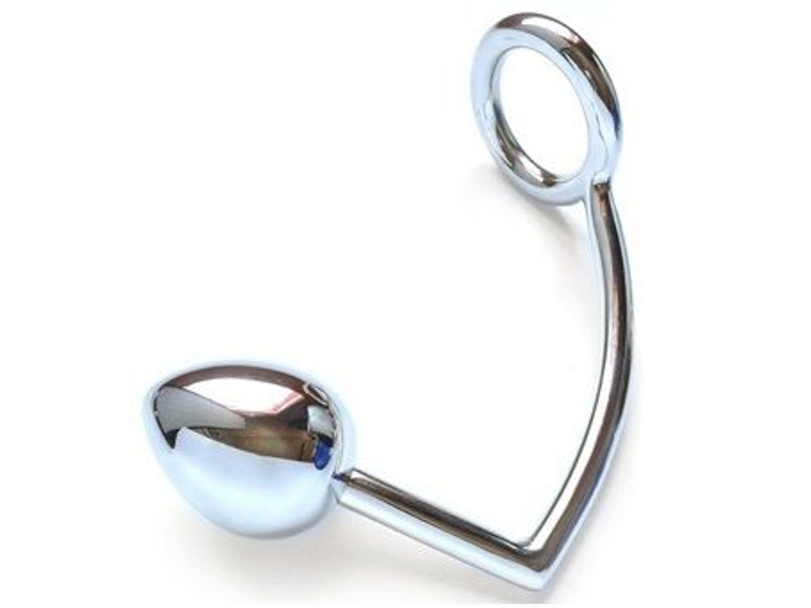 Anel Peniano De Metal Com Pérola Anal 40mm Prata