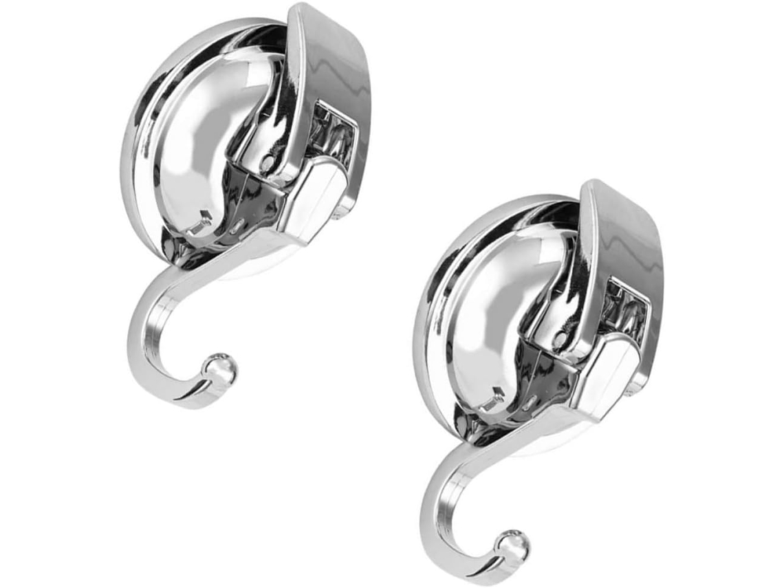Conjunto De 2 Ganchos Com Ventosa, Sem Necessidade De Furar, Em Abs E Tpu.