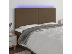 Vidaxl Cabeceira De Cama C/ Led Tecido 160x5x118/128 Cm Castanho