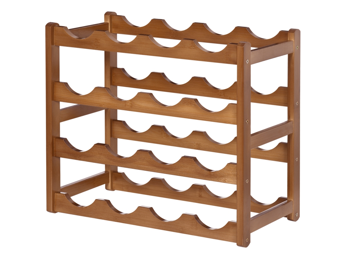 Suporte Para 16 Garrafas De Bambu Prateleira Para De Vinho De 4 Níveis 43x23,5x38cm Marrom