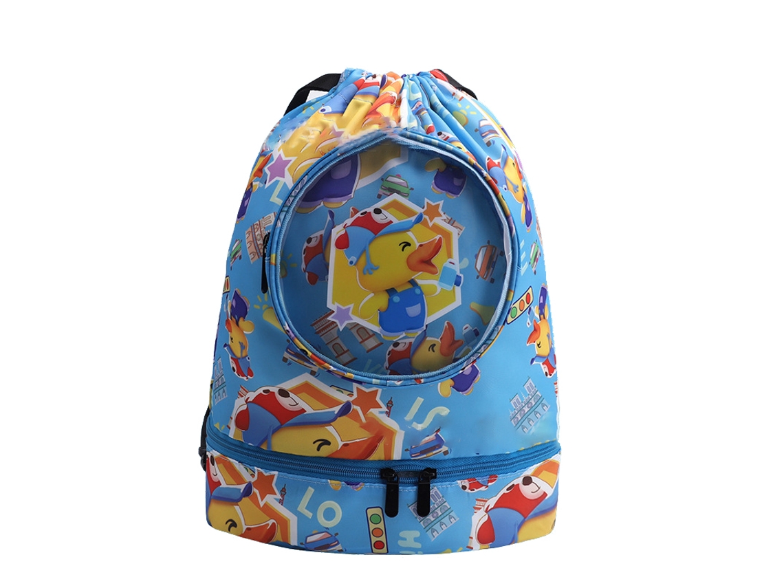 Mochila de Natação Infantil Seca Molhada Separada Azul
