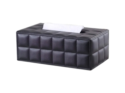 Caja De Papel Higiénico De Cuero Rectangular Negro Com Design Moderno E Superfície De Mármore Texturizado Para Lar E Escritório