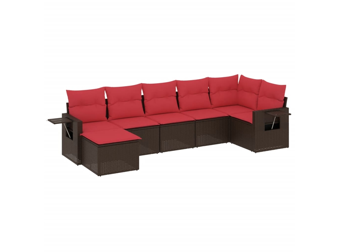 Conjunto de Sofá de Jardim, 7 Peças, Almofadas, Rattan Preto MAISON EXCLUSIVE