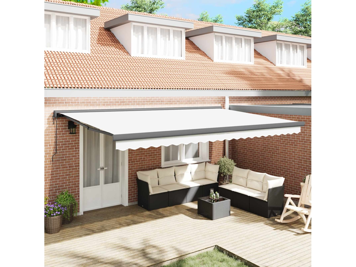 Vidaxl Toldo Retrátil Branco 500 X 300 X 165 Cm Tecido E Metal