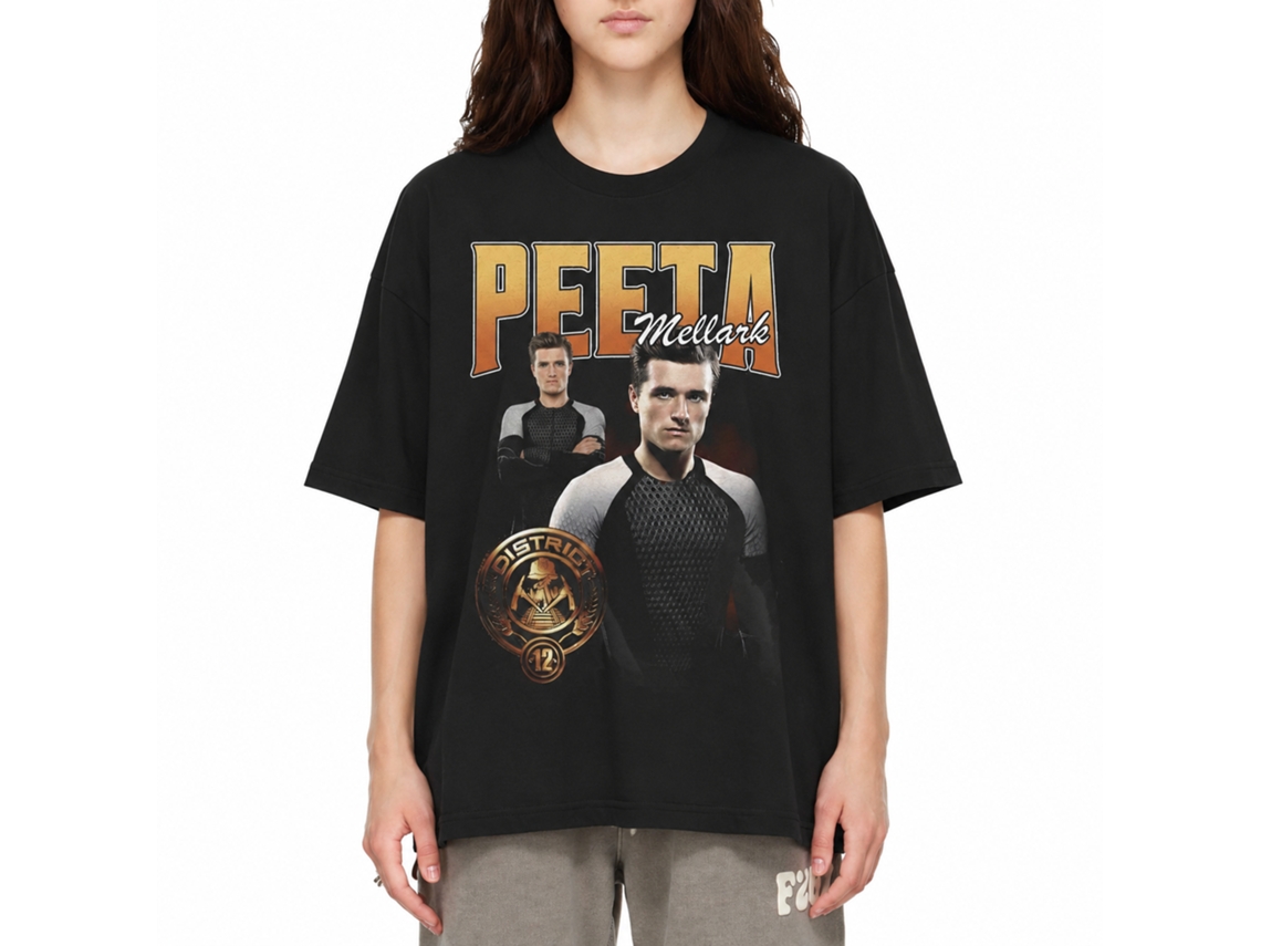 Rockinstone Hunger Games Movie Peeta Duo Photo Black Adult T-shirt Size:l
