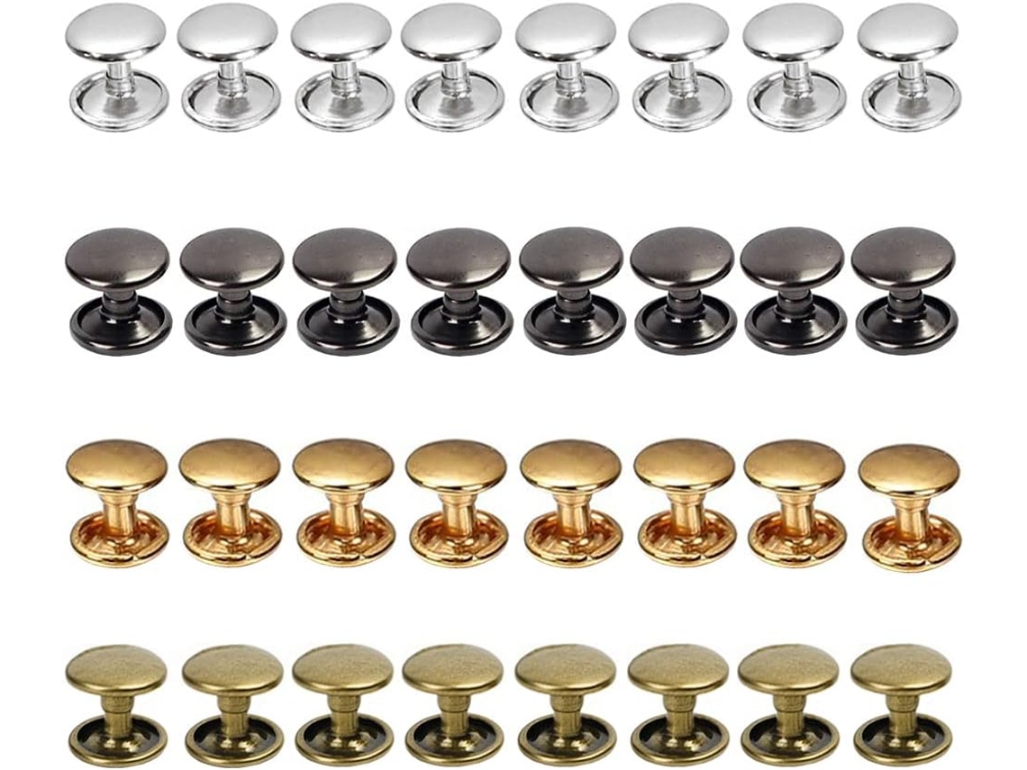 Rebite De Tampa Dupla, Rebites Metálicos Para Couro, Toque Decorativo, Forte E Durável, Fecho Resistente Para Artesanato Faça Você Mesmo, Adequado Par