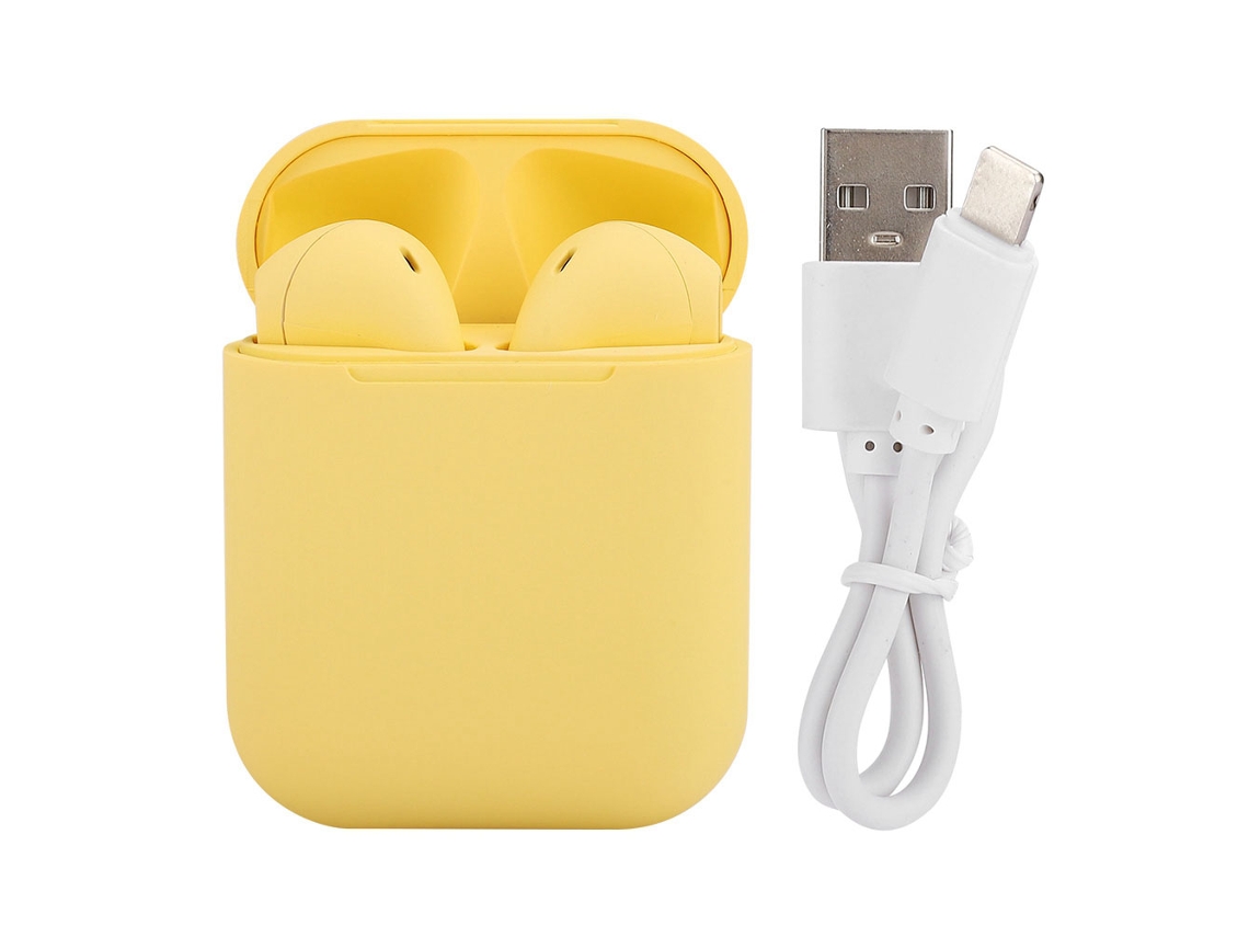 Fone De Ouvido Bluetooth Sem Fio Mini Com Controle Táctil Estéreo Esportivo Intra-auricular Para Ios Amarelo