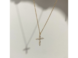 Colar com Pingente de Cruz Brilhante em Prata de Lei S925, Estilo Minimalista e Moderno, Cravejado de Diamantes. MDUG